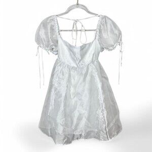Lucy In The Sky White Babydoll Dress Tulle Bow Graduation/Senior Photos‎